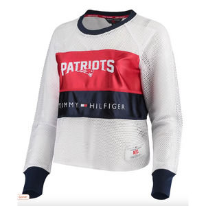 NWT New England Patriots Tommy Hilfiger Mesh Raglan Long Sleeve T-Shirt Large
